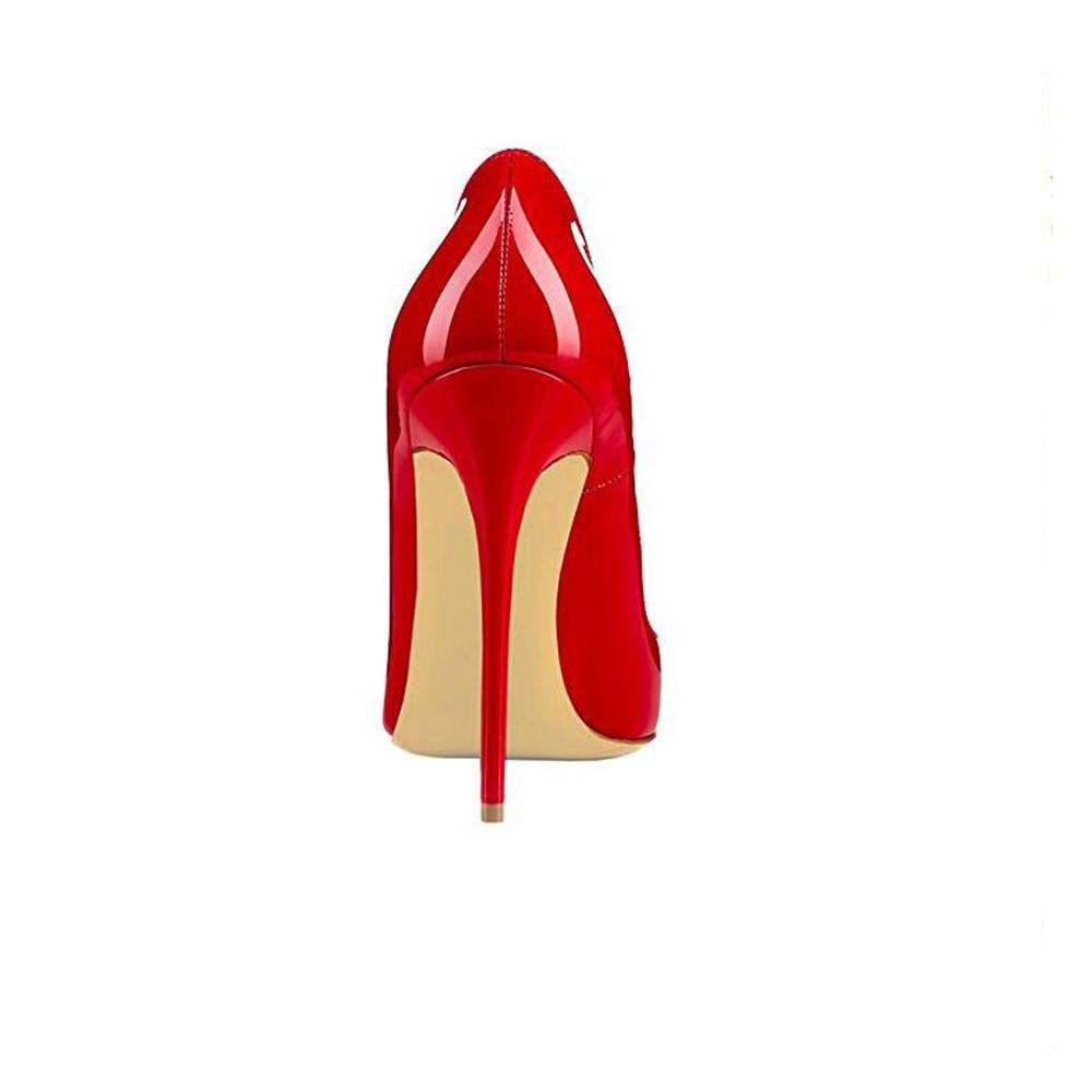 Red Pointed Toe Leather High Thin Heels Pumps | Easy Pickins