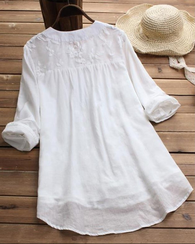 V Neck Long Sleeve Tunic Blouse | Easy Pickins