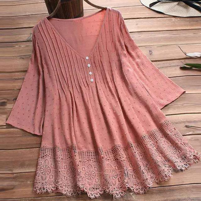 V Neck Long Sleeve Tunic Blouse | Easy Pickins
