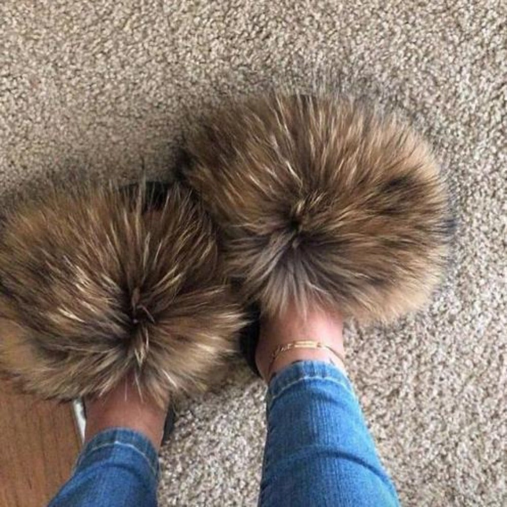 Vegan Furry Flat Slippers - Easy Pickins Store