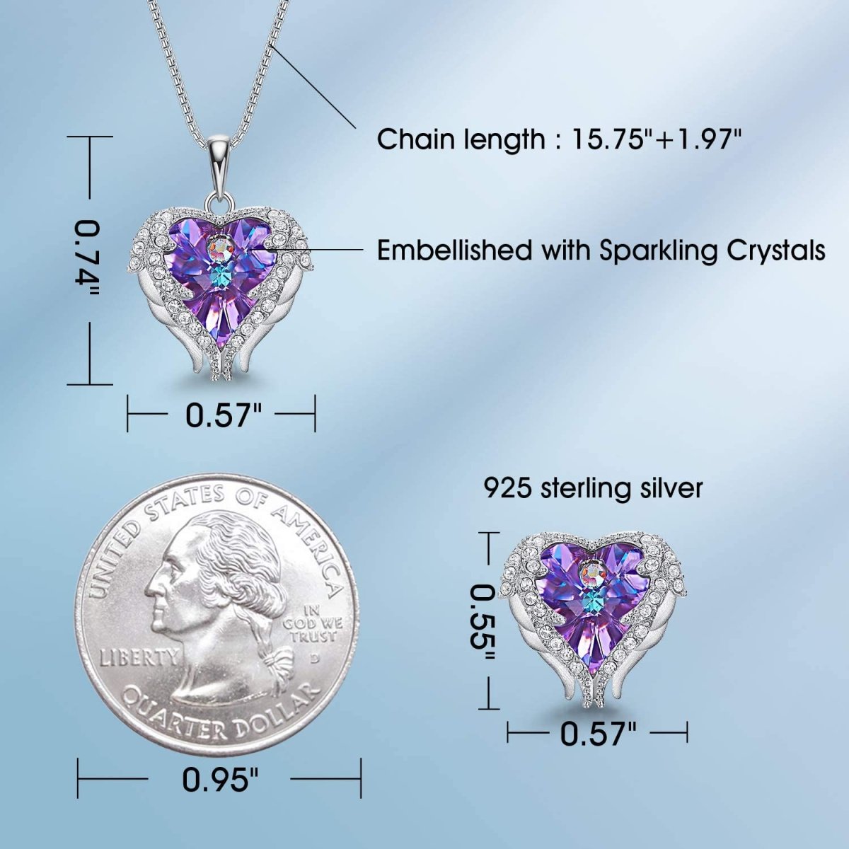 Angel Wing Love Heart Necklaces Earrings Silver/Gold Jewelry Set - Easy Pickins Store