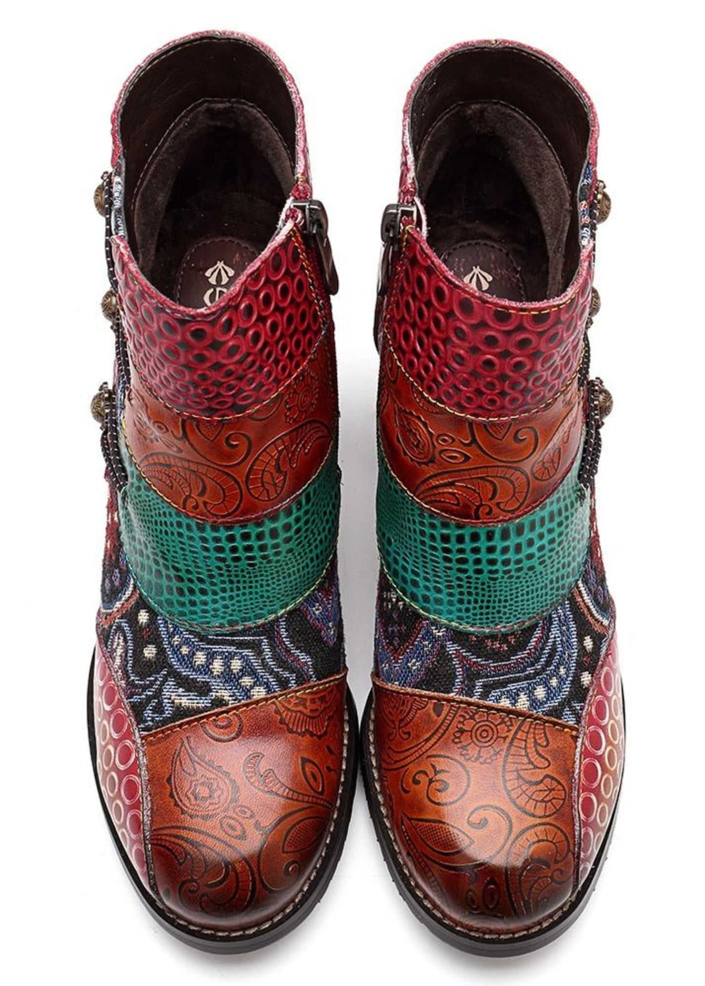 Ankle Boots Genuine Leather Retro Block High Heels - Easy Pickins Store