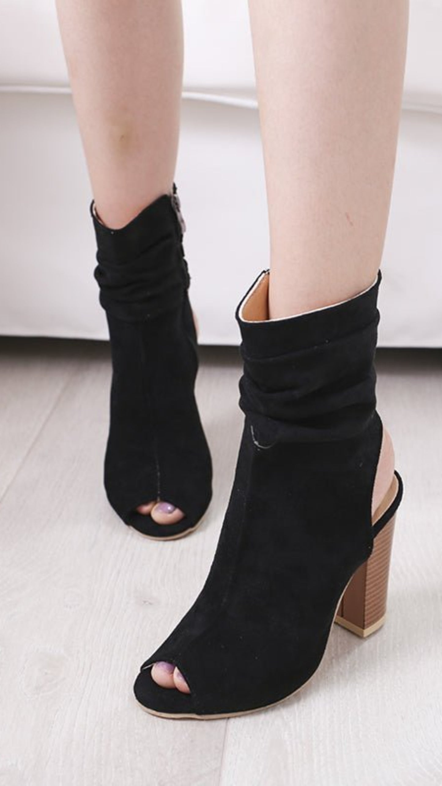 Ankle Boots Open Toe High Heels Chelsea Boots Peep Toe Zipper - Easy Pickins Store