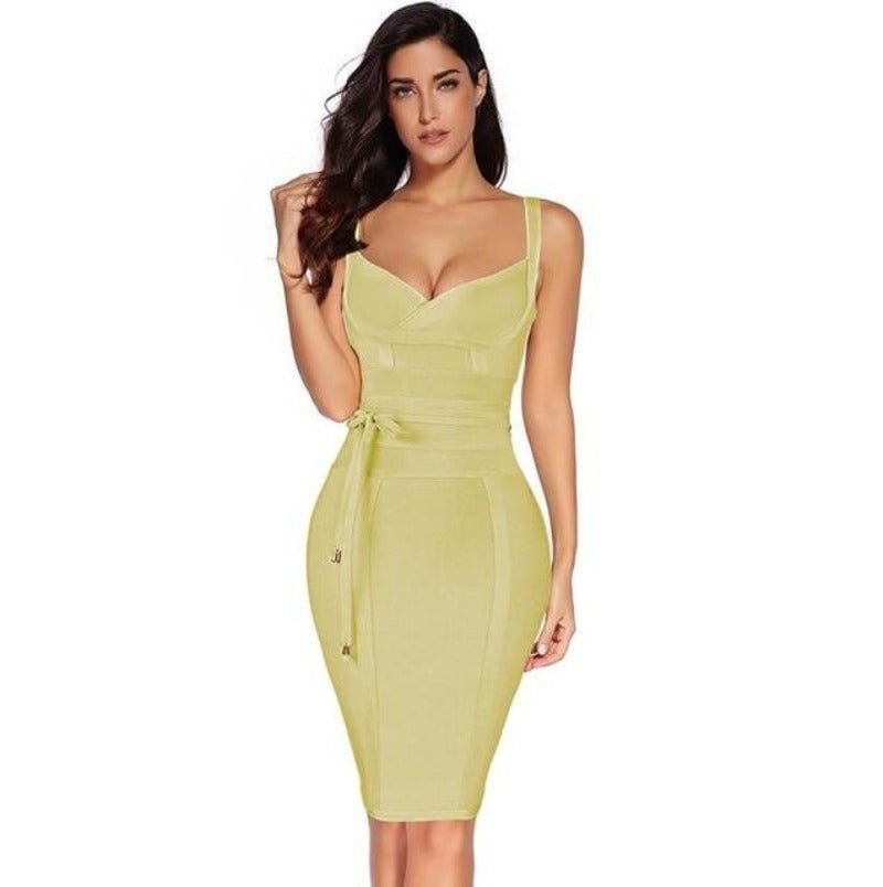 Bodycon V Neck Spaghetti Bandage Dress - Easy Pickins Store