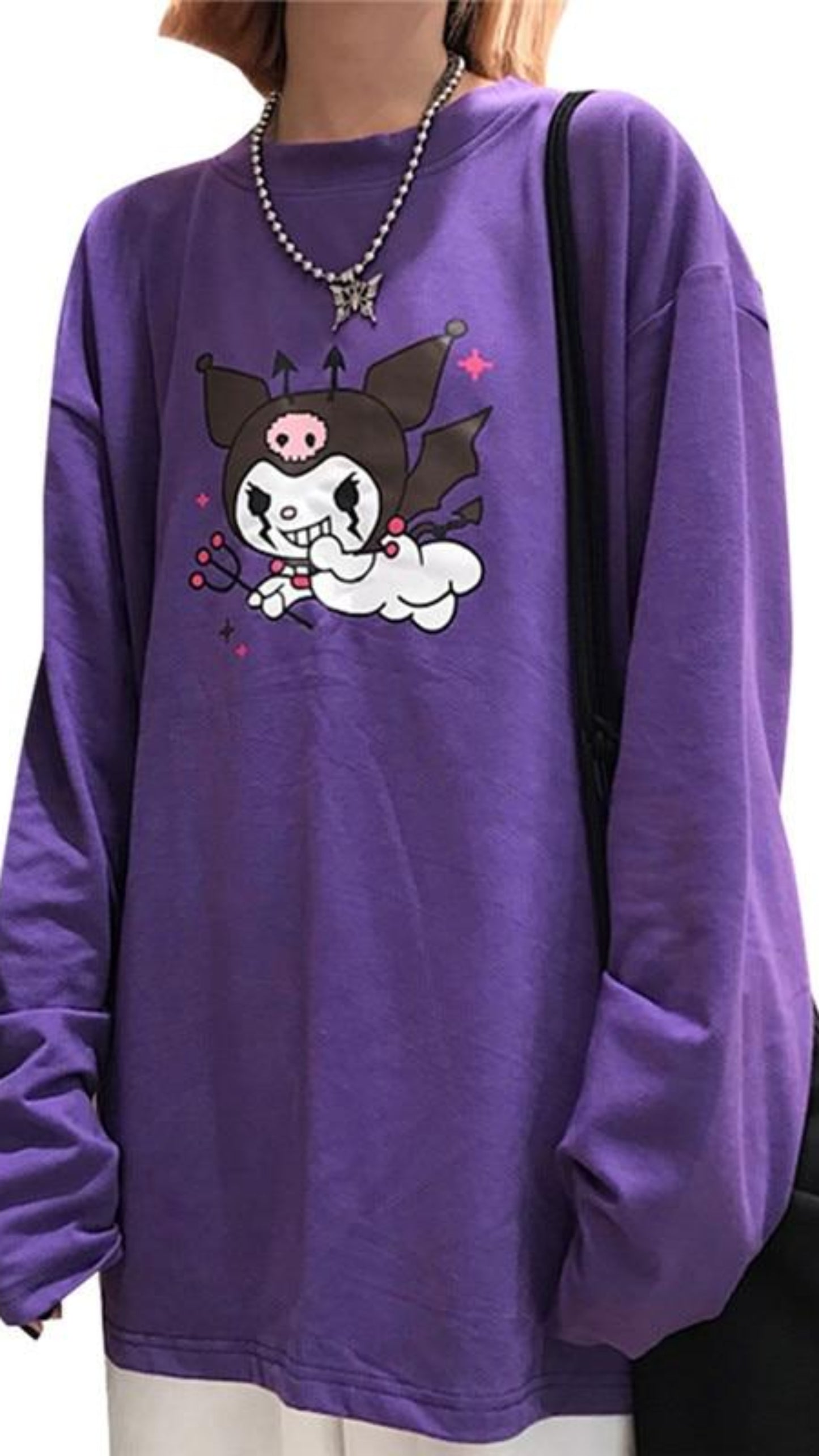 Cartoon Demon Long Sleeve O Neck Loose T-Shirt - Easy Pickins Store