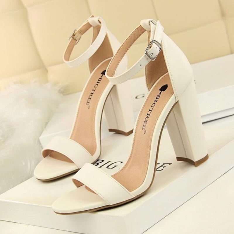 Classic Buckle Strap Square Heels - Easy Pickins Store