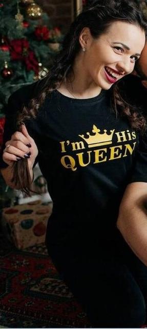 Cotton Print HIS Queen Her King Crown O neck Short Sleeve - Easy Pickins Store