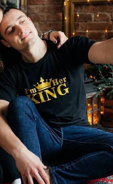 Cotton Print HIS Queen Her King Crown O neck Short Sleeve - Easy Pickins Store