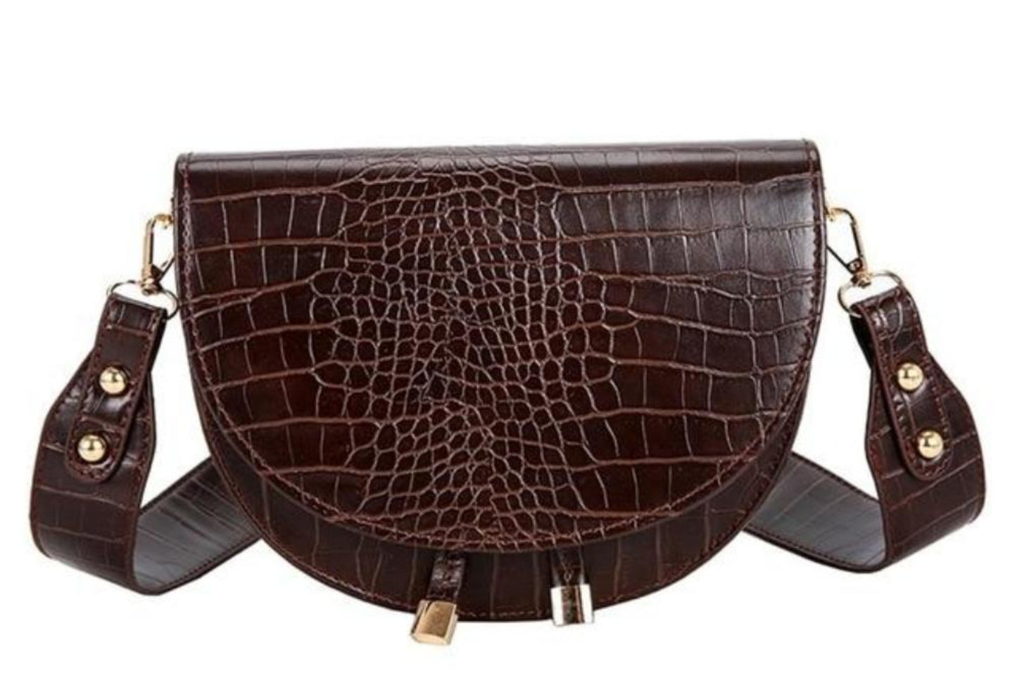 Crocodile Pattern Half Round Leather Handbag - Easy Pickins Store