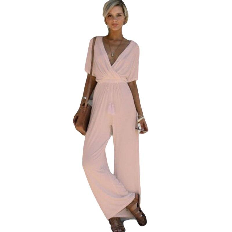 Deep V Neck Loose Jumpsuit - Easy Pickins Store