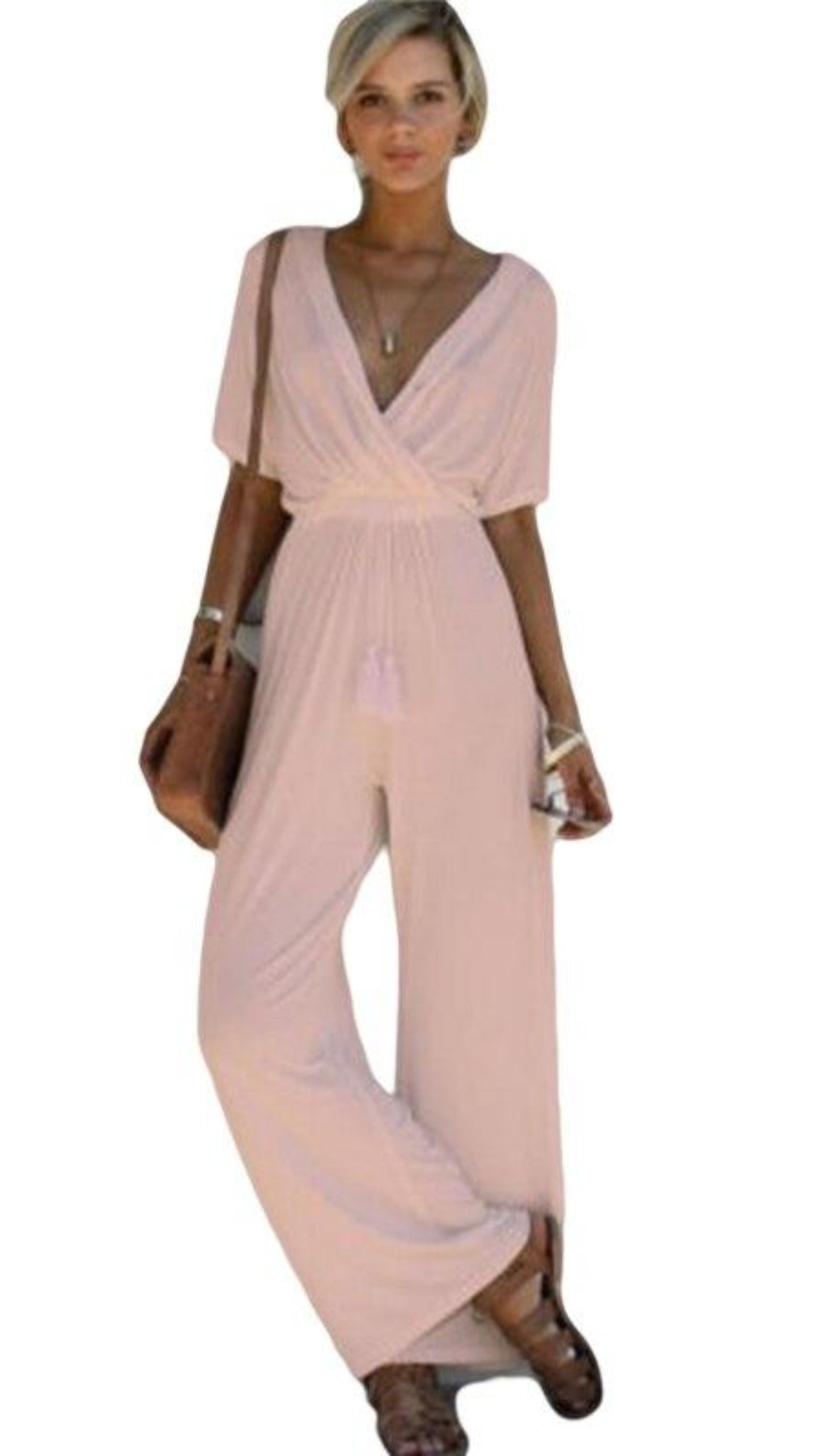 Deep V Neck Loose Jumpsuit - Easy Pickins Store