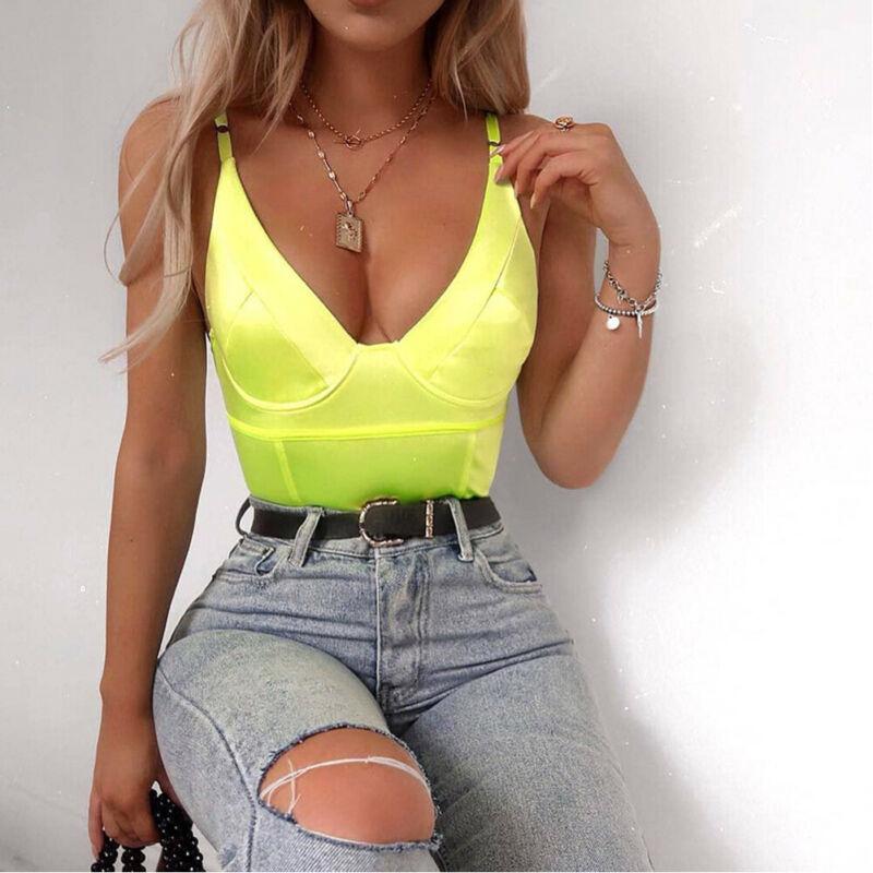 Deep V neck Sleeveless Stretch Skinny Bodysuit - Easy Pickins Store