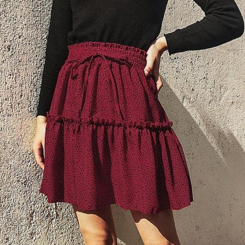 Dot Ruffle Chiffon High Waist Short Skirt - Easy Pickins Store