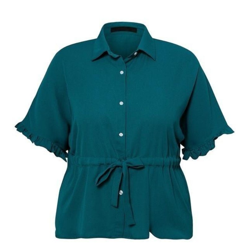 Elegant Drawstring Button Blouse - Easy Pickins Store