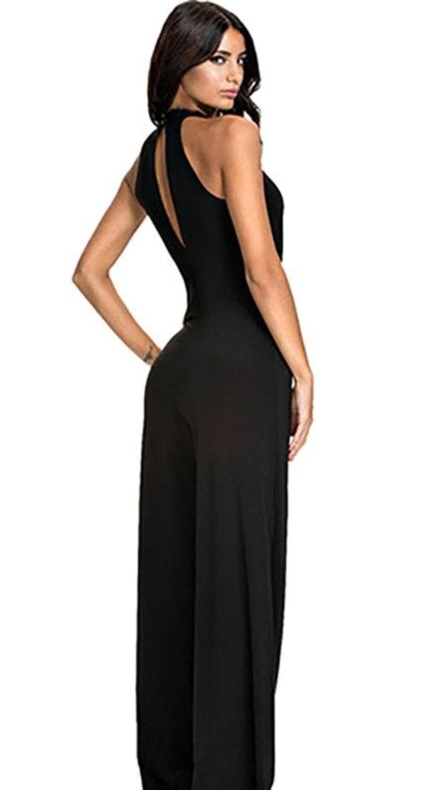 Elegant Hollow Out Jumpsuit Sleeveless Loose Pants - Easy Pickins Store
