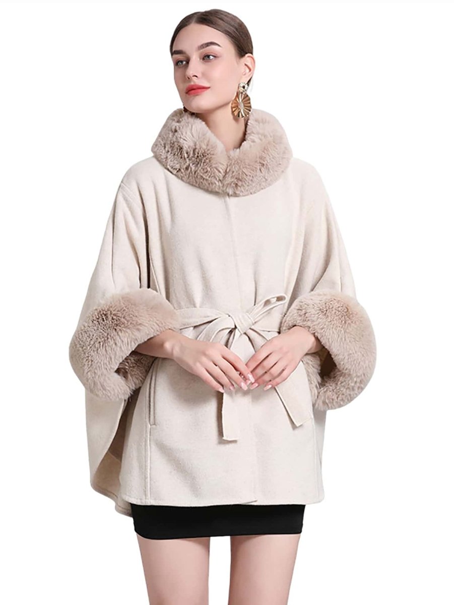 Elegant Knitted Shawl & Cape Coat With Collar & Belt - Easy Pickins Store
