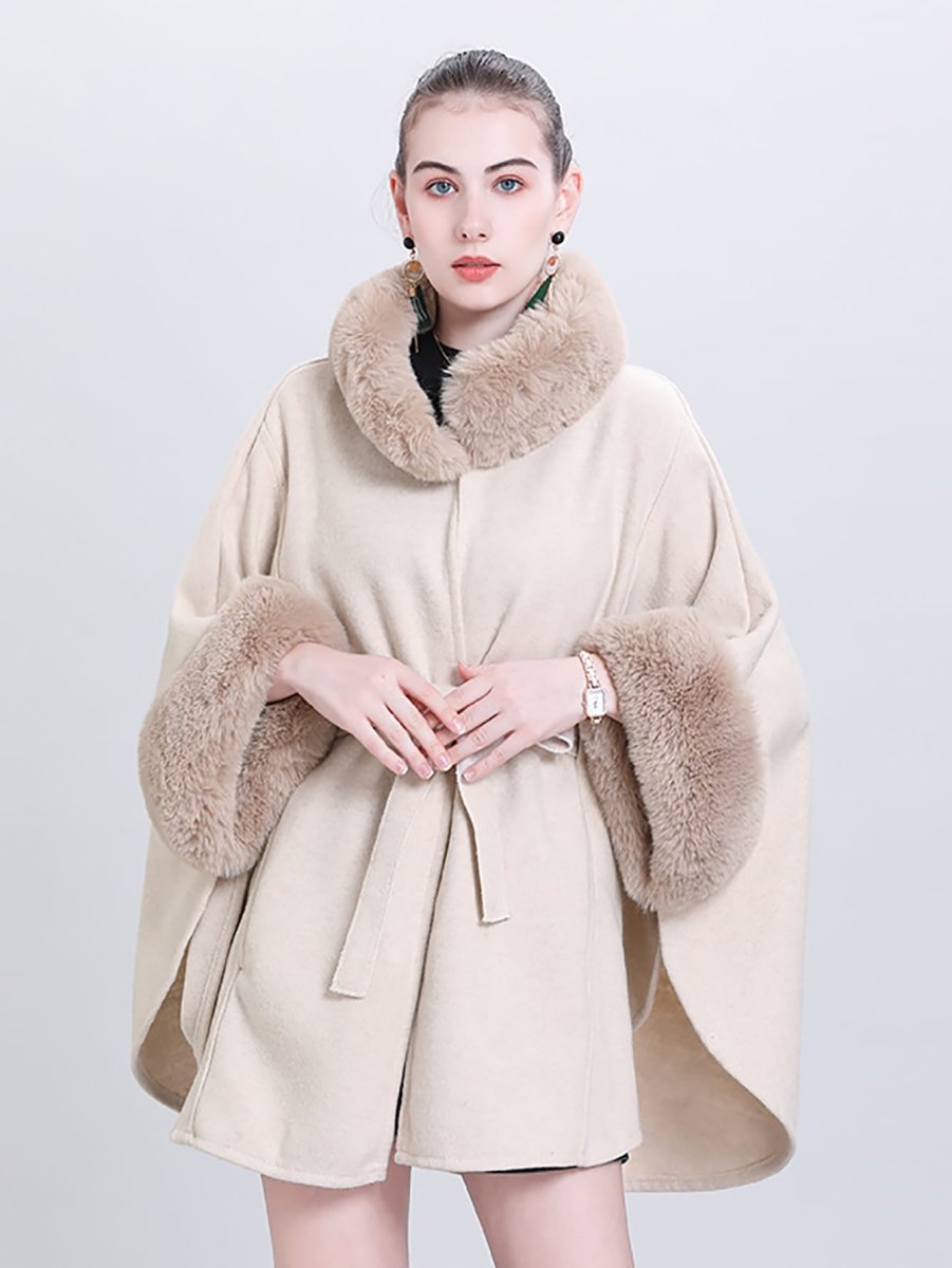 Elegant Knitted Shawl & Cape Coat With Collar & Belt - Easy Pickins Store