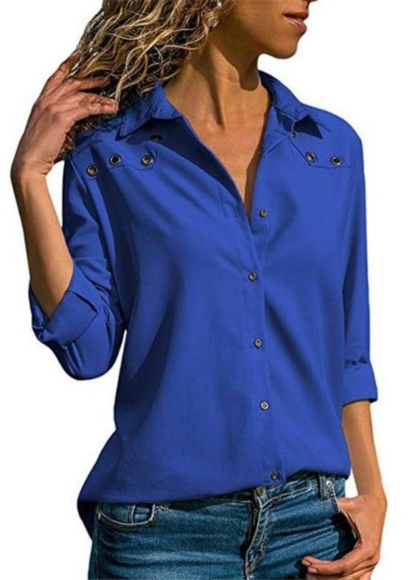 Elegant Pure Long Sleeve Turn Down Collar Chiffon Blouse - Easy Pickins Store