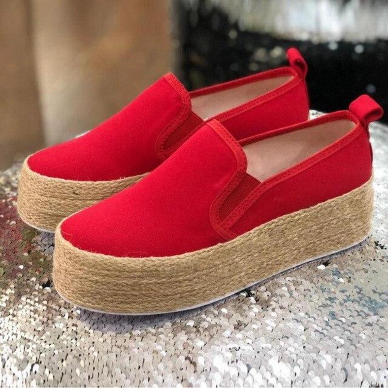 Espadrille Canvas Thick Lace up Round Toe Casual Flats - Easy Pickins Store
