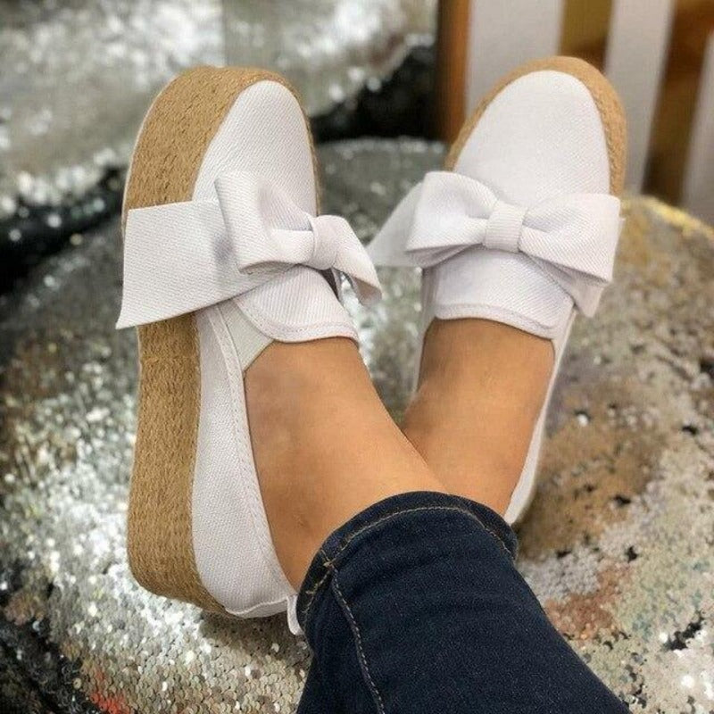 Espadrille Canvas Thick Lace up Round Toe Casual Flats - Easy Pickins Store