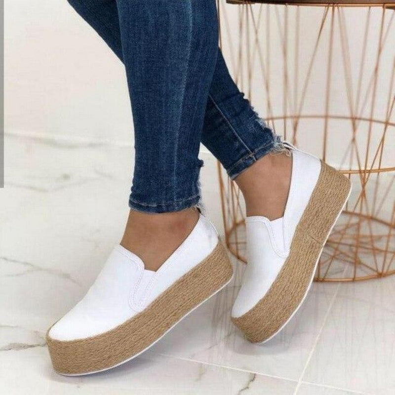 Espadrille Canvas Thick Lace up Round Toe Casual Flats - Easy Pickins Store