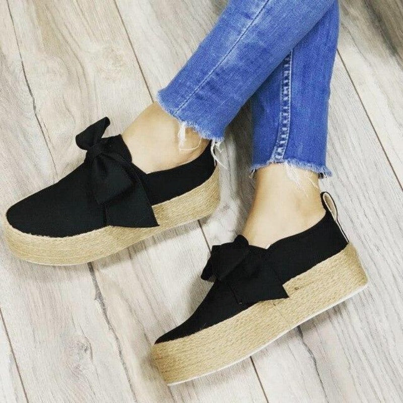 Espadrille Canvas Thick Lace up Round Toe Casual Flats - Easy Pickins Store