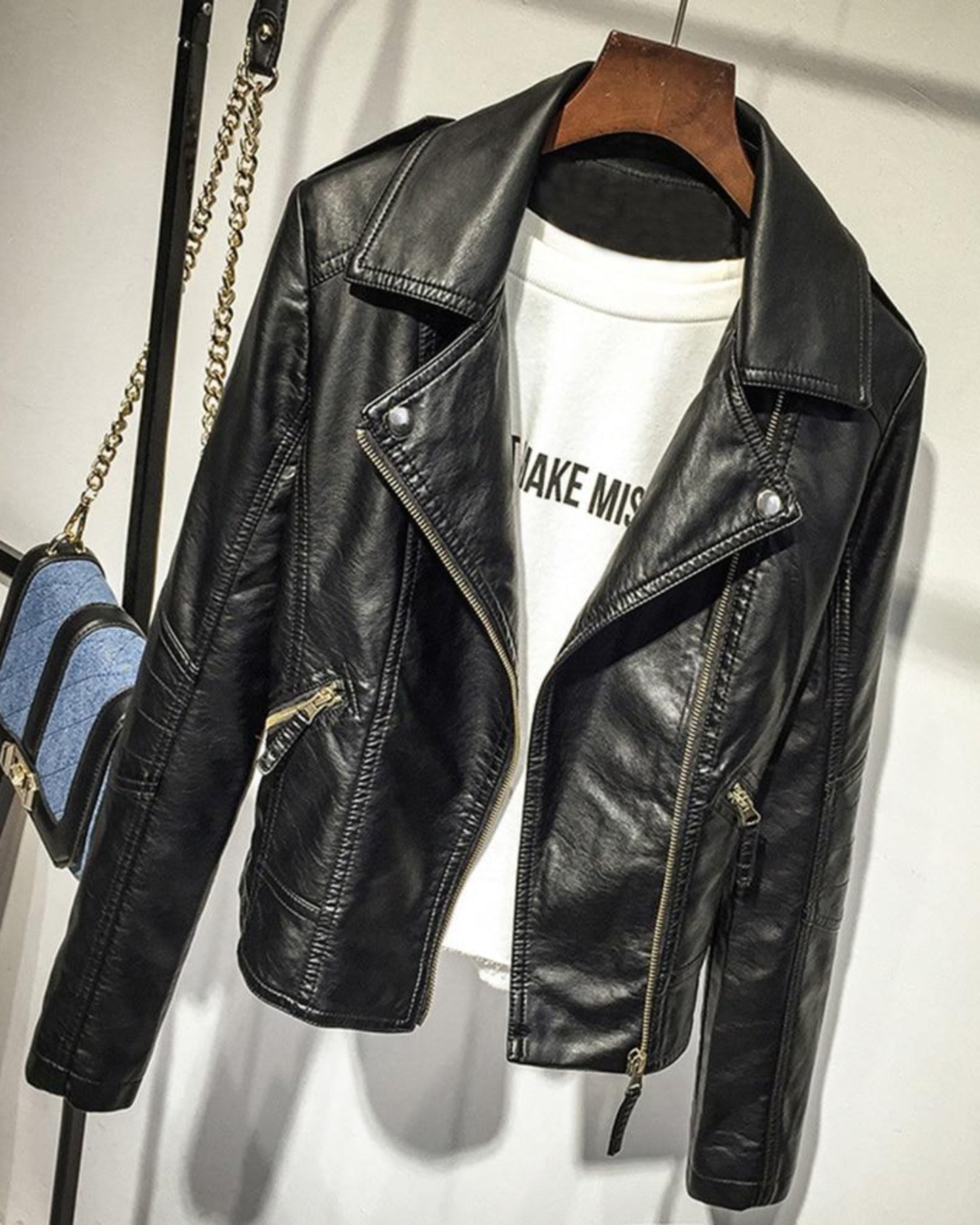 Faux Leather Zipper Soft Slim Jacket - Easy Pickins Store