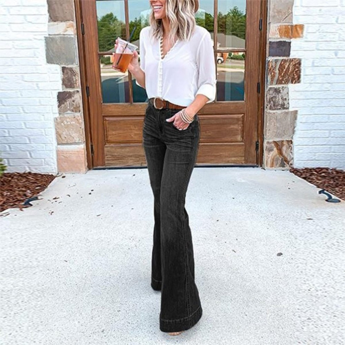 Flare Bell Stretching Wide Leg Denim Jeans - Easy Pickins Store