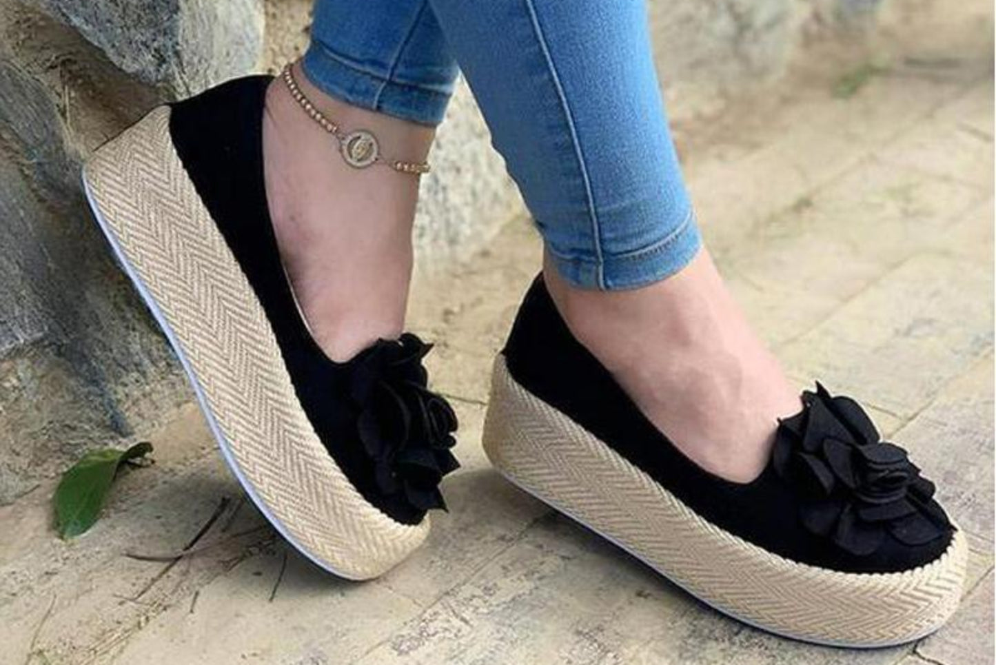 Floral Platform Sneakers Slip On Leather Suede Loafers Plus Sizes - Easy Pickins Store