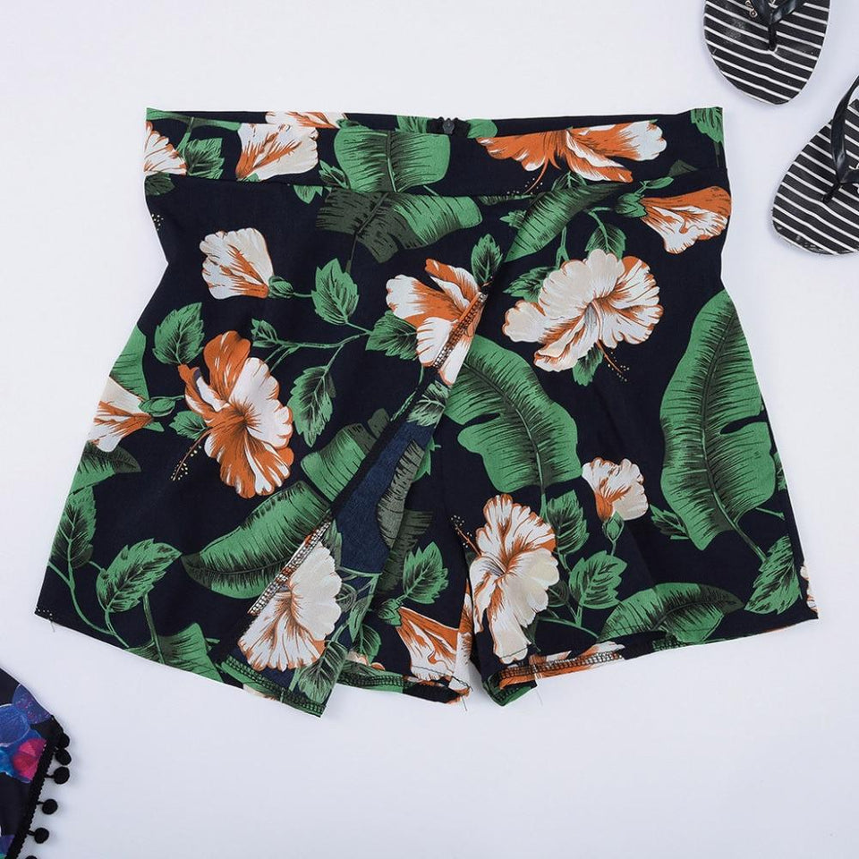 Floral Print Boho Shorts High Waist Skirt - Easy Pickins Store