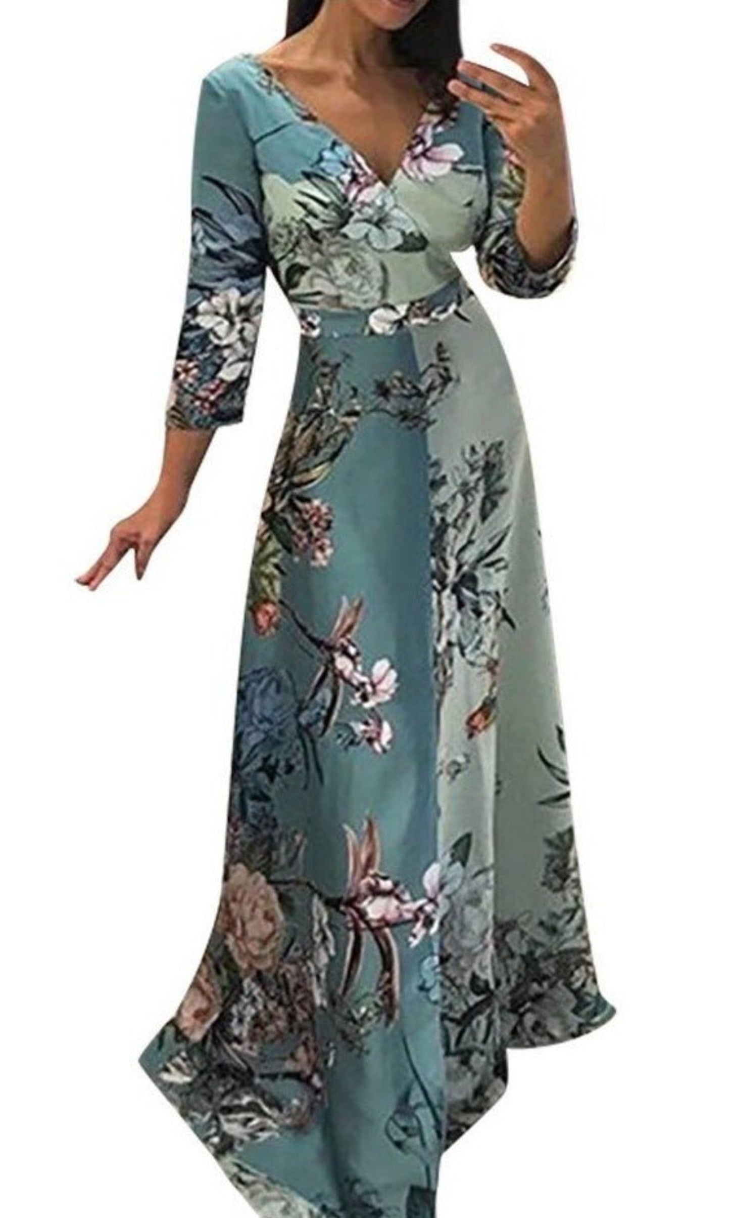 Half Sleeve V Neck Long Dress - Easy Pickins Store