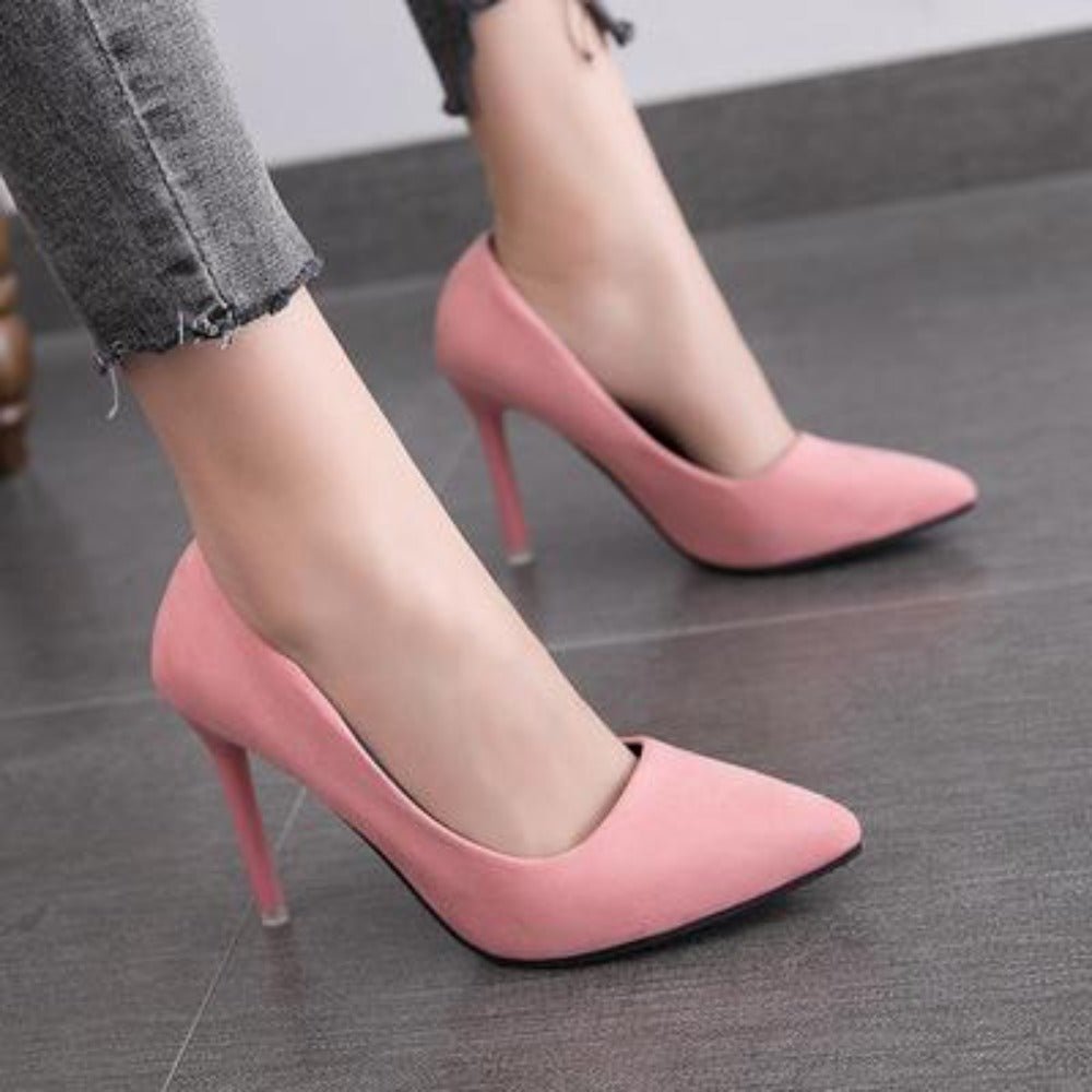 High Heels Pointed Toe Flock Pumps - Easy Pickins Store