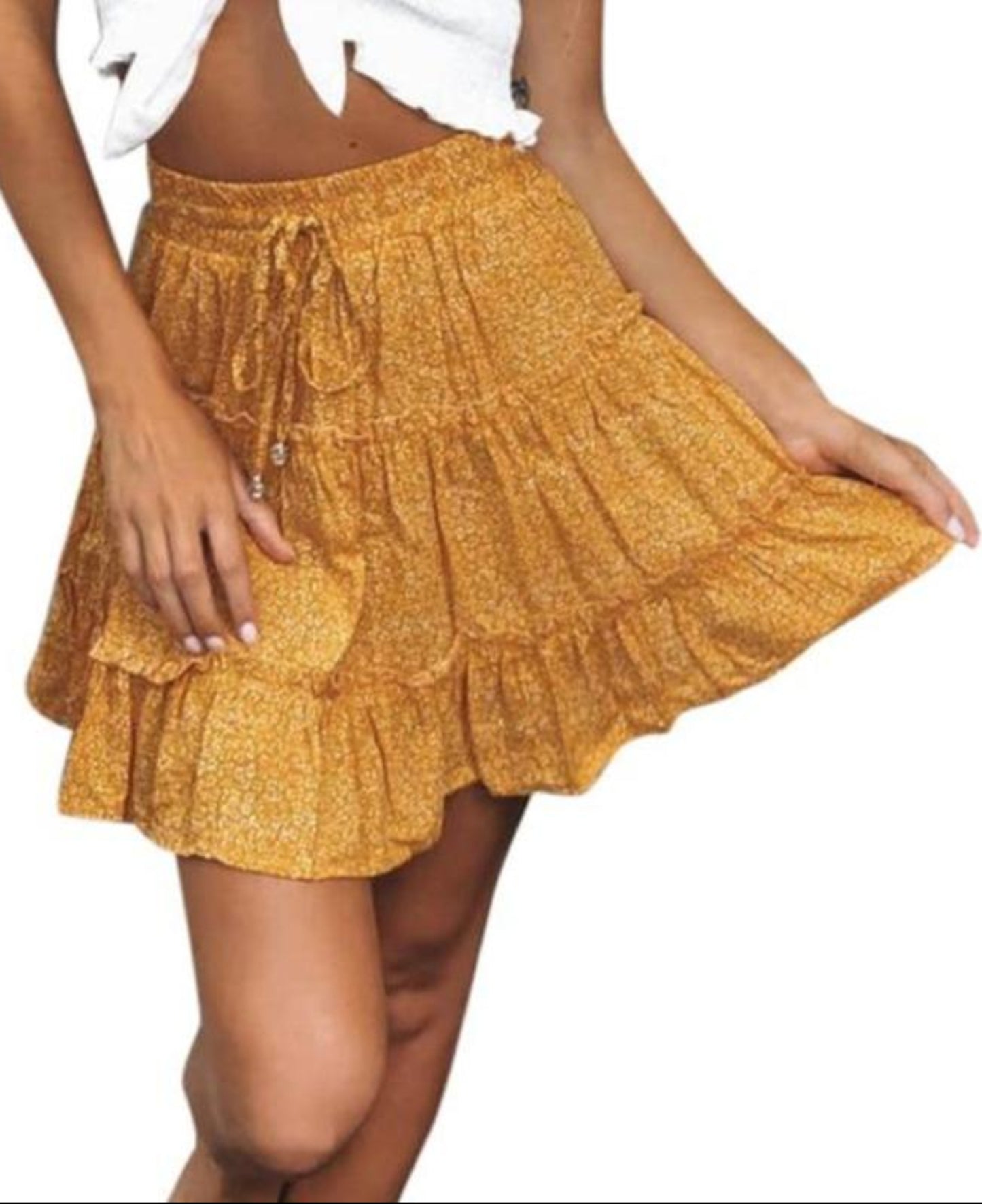 High Waist A Line Bohemian Floral Elastic Short Skirt - Easy Pickins Store
