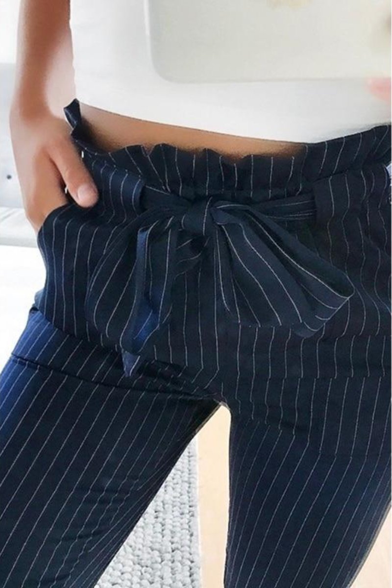 High Waist Bow Tie Pocket Pencil OL Pants - Easy Pickins Store