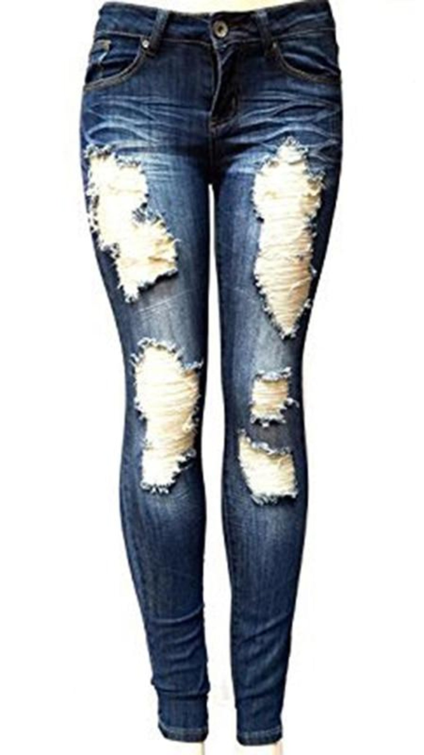 High Waist Elastic Light Washed Skinny Pencil Jeans - Easy Pickins Store