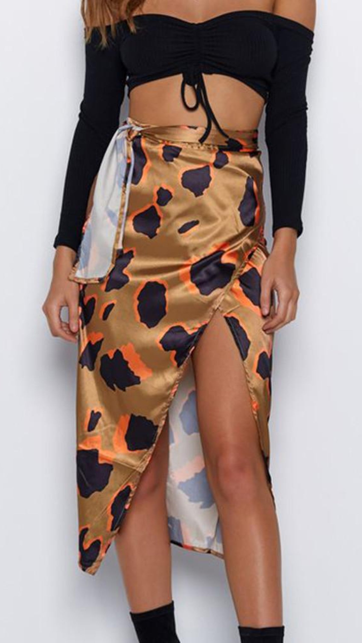 High Waist Irregular Split Bandage Pencil Skirt - Easy Pickins Store