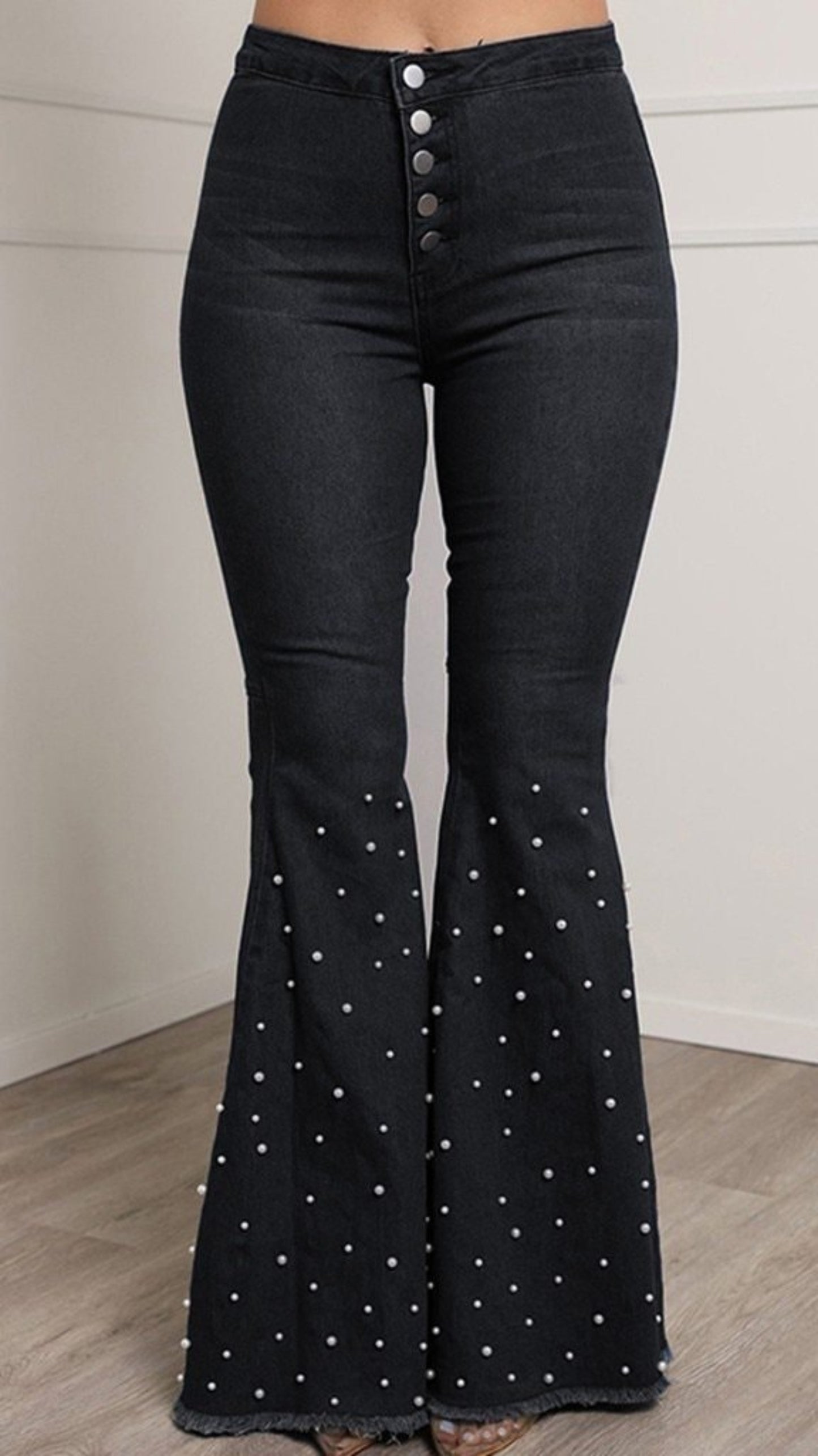 High Waist Jeans Button Tassel Bell Bottom - Easy Pickins Store
