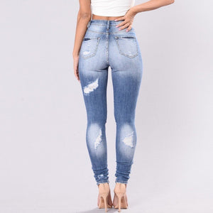 High Waist Jeans Denim Hole Button - Easy Pickins Store