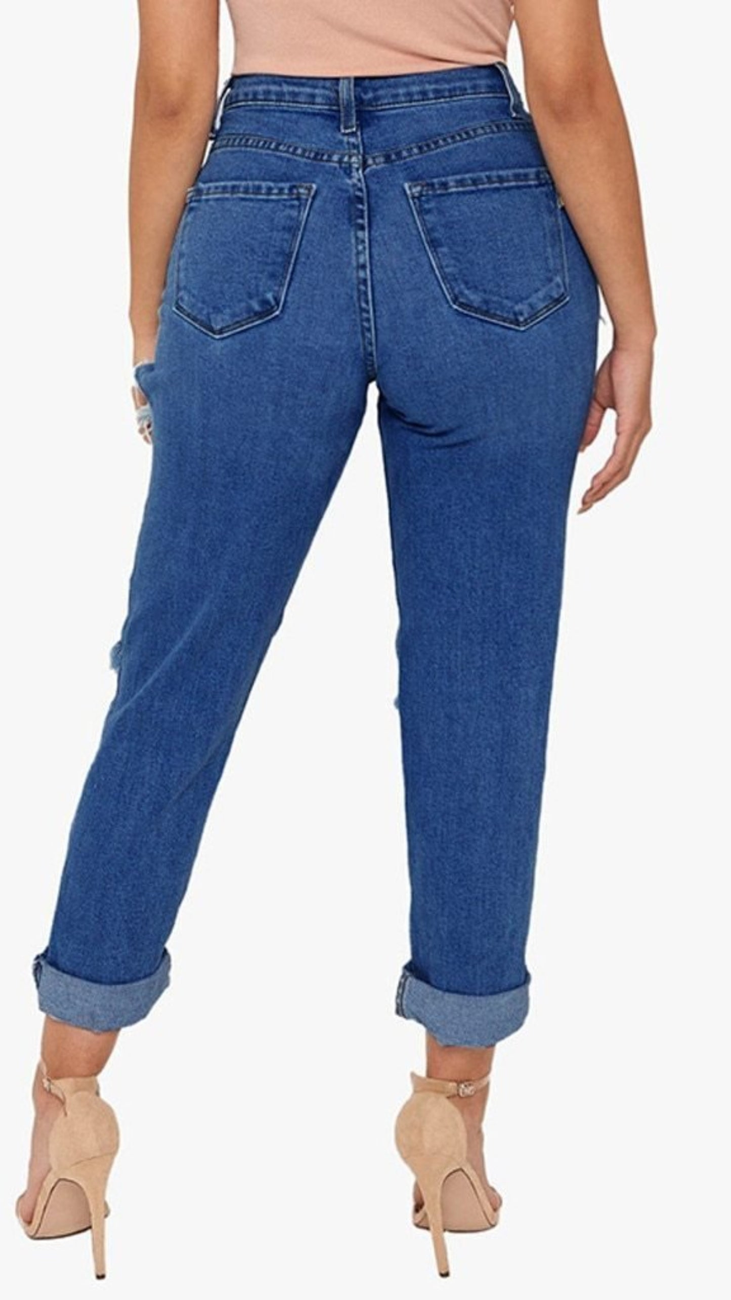 High Waist Jeans Denim Hole Button Zipper - Easy Pickins Store