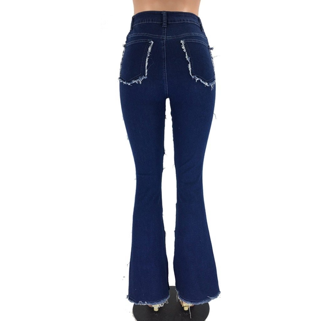 High Waist Patch Splice Slim Pocket Jeans - Easy Pickins Store