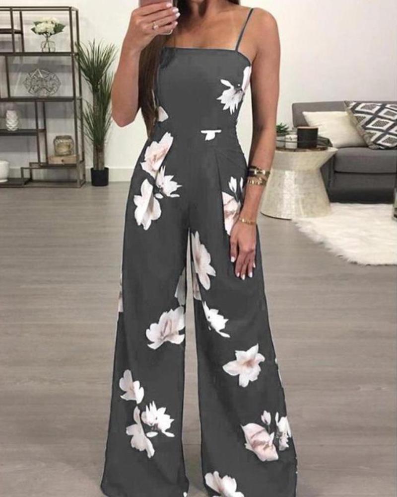 Jumpsuit Loose Floral Printed Wide Leg - Easy Pickins Store