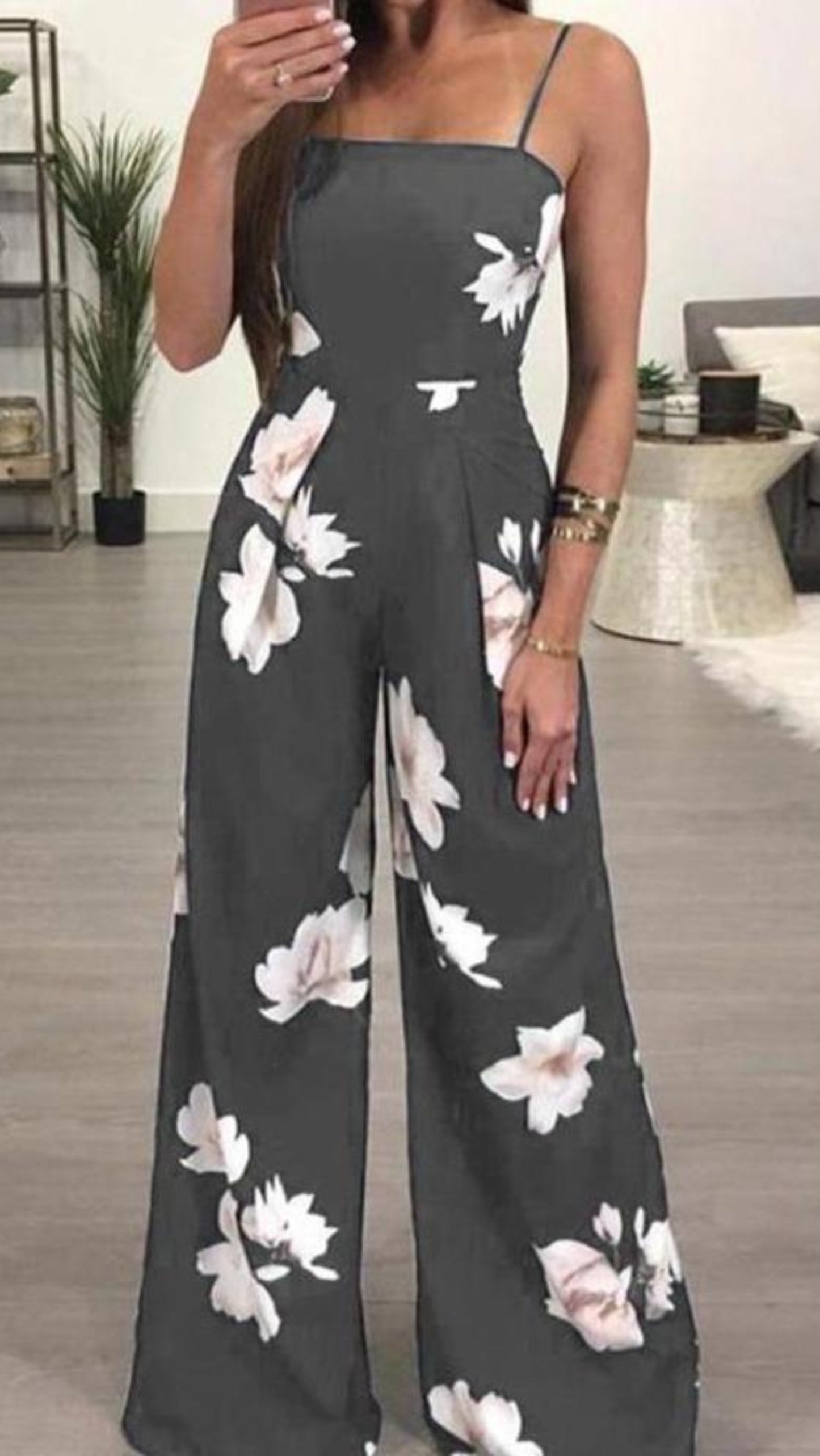 Jumpsuit Loose Floral Printed Wide Leg - Easy Pickins Store