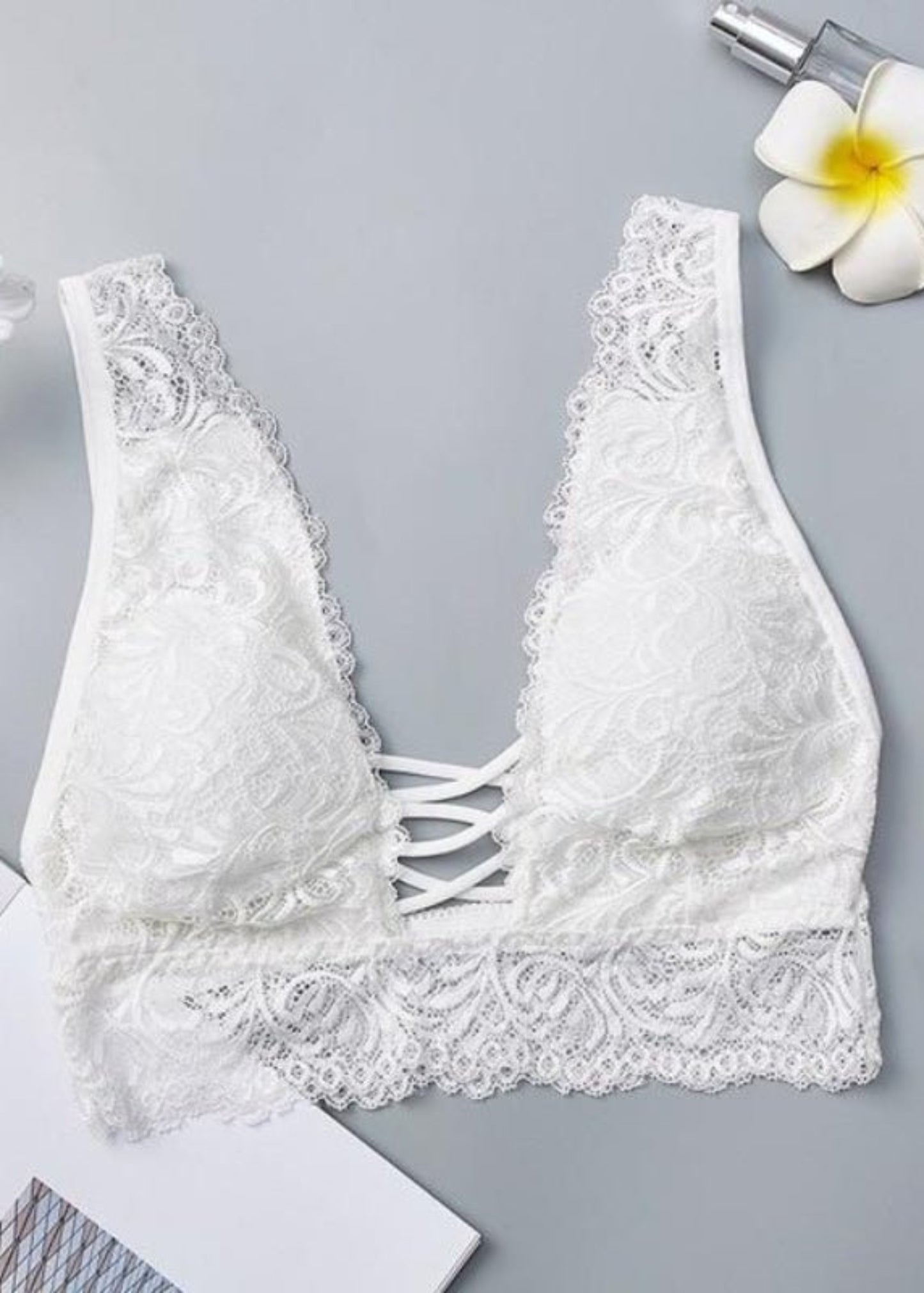 Lace Camisoles Tank Top Deep V Back Cross - Wire - free Brassiere - Easy Pickins Store