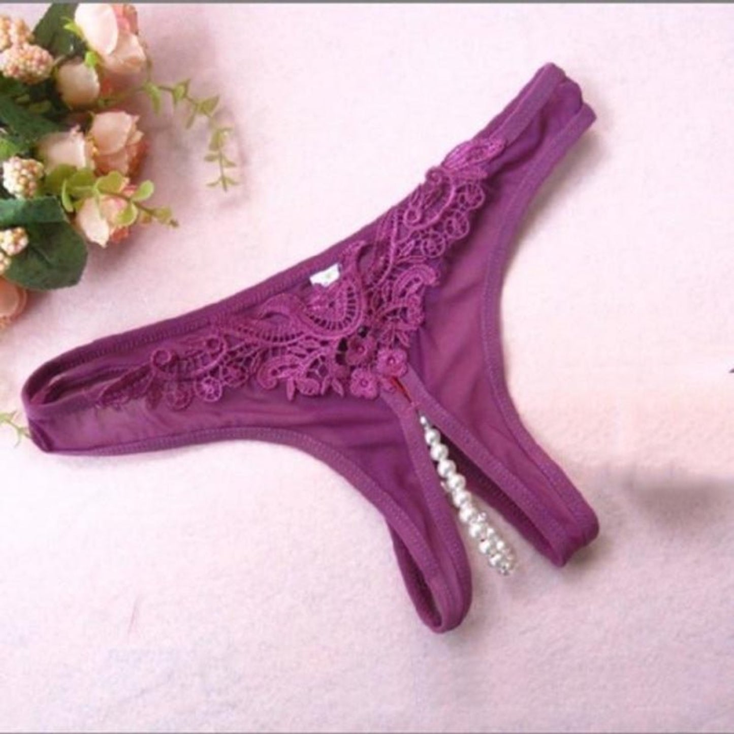 Lace G String Low Waist Pearl Thongs Latex Briefs Erotic Panties - Easy Pickins Store