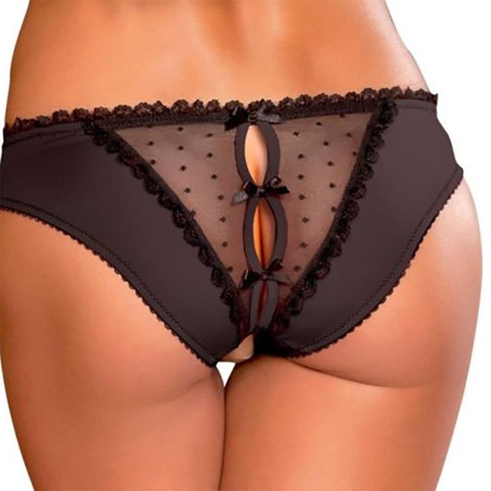 Lace Open Crotch Mesh Thongs Bow - Knot Hallow Out Briefs Panties - Easy Pickins Store