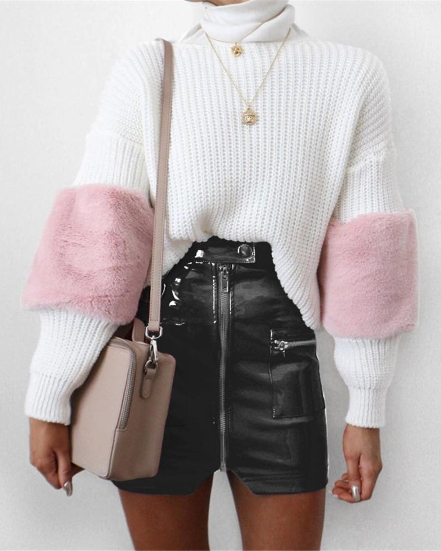 Leather Split Zipper High Waist Slim A line Skirt - Easy Pickins Store