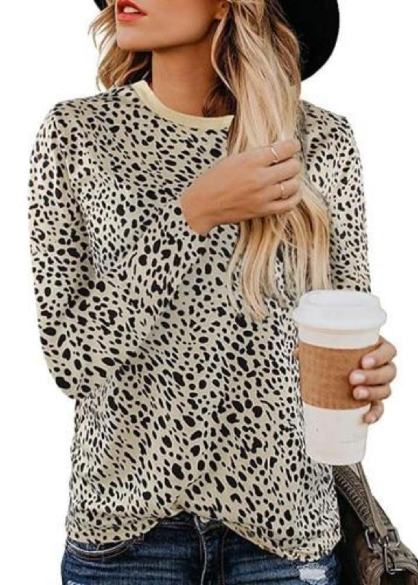 Leopard Print O Neck Long Sleeve T-shirt - Easy Pickins Store
