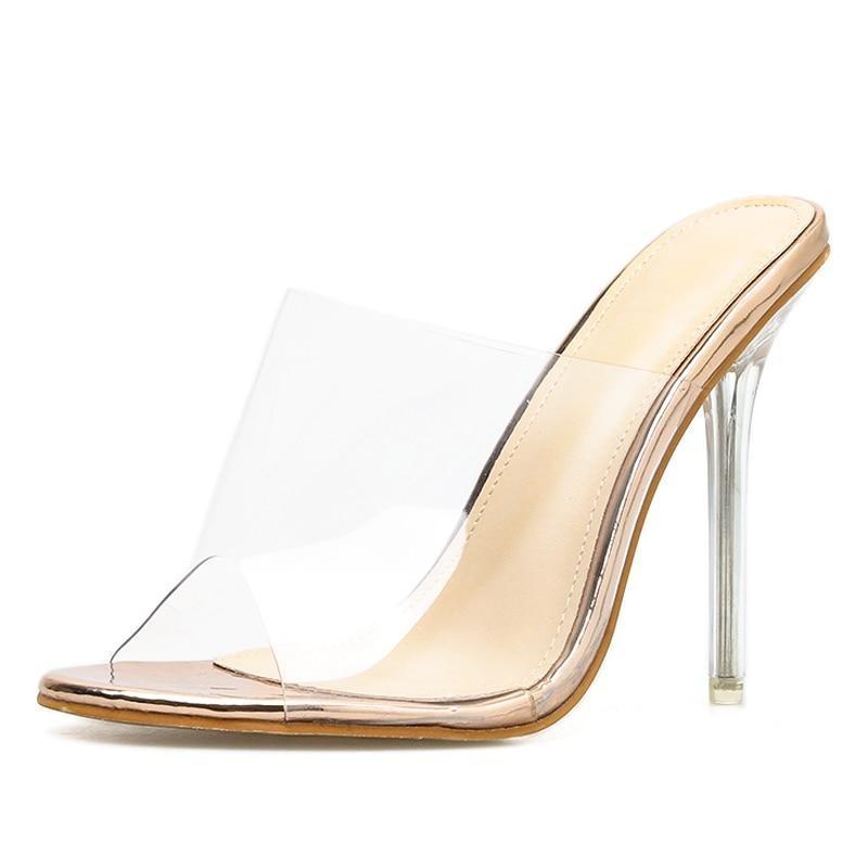 Leopard Print Sandals Open Toe High Clear Heels - Easy Pickins Store