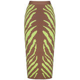 Long Lime Zebra Print Bandage Midi Skirt - Easy Pickins Store