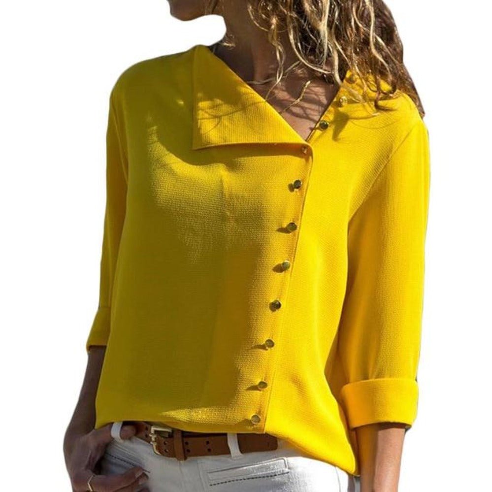 Long Sleeve Blouse Skew Collar - Easy Pickins Store
